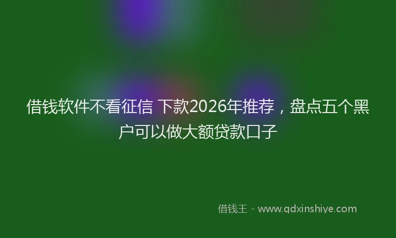借钱软件不看征信 下款2026年推荐，盘点五个黑户可以做大额贷款口子
