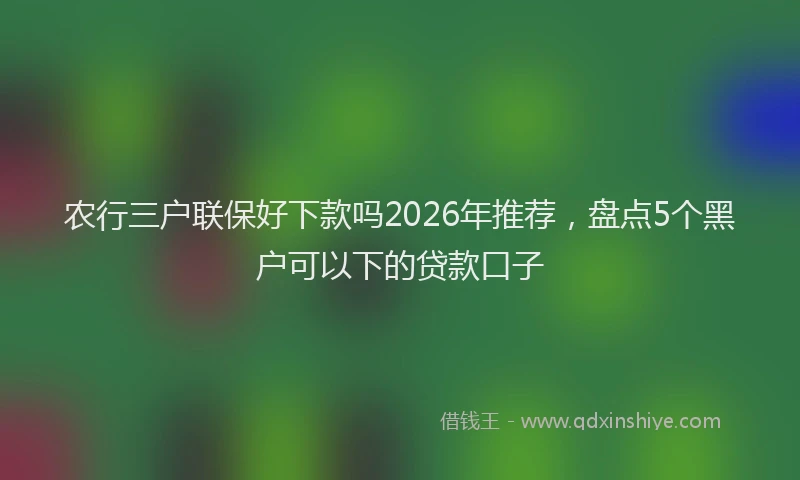 农行三户联保好下款吗2026年推荐，盘点5个黑户可以下的贷款口子