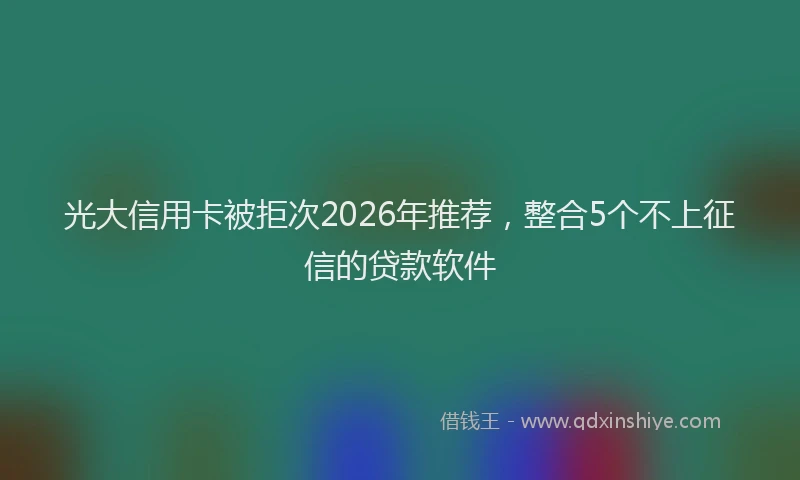 光大信用卡被拒次2026年推荐，整合5个不上征信的贷款软件