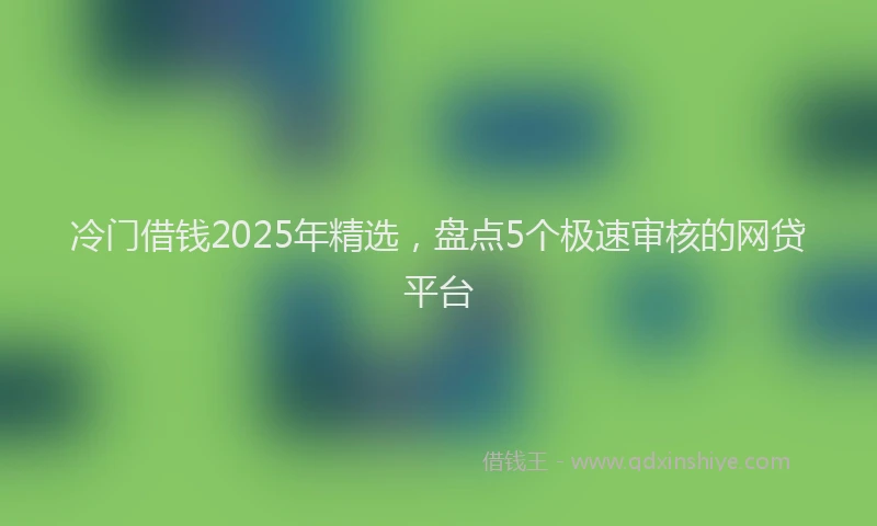 冷门借钱2025年精选,盘点5个极速审核的网贷平台