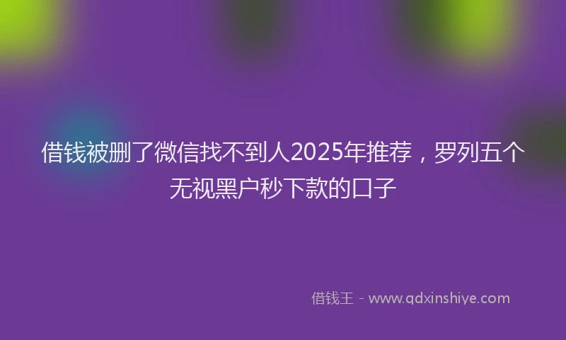 借钱被删了微信找不到人2025年推荐,罗列五个无视黑户秒下款的口子