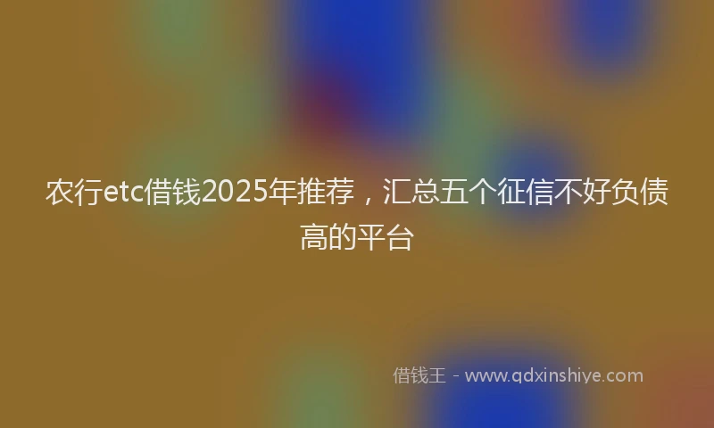 农行etc借钱2025年推荐，汇总五个征信不好负债高的平台