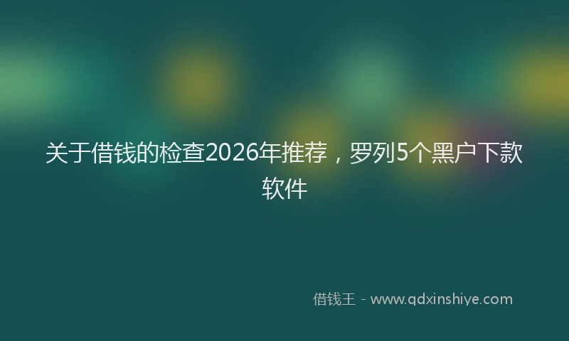 关于借钱的检查2026年推荐，罗列5个黑户下款软件