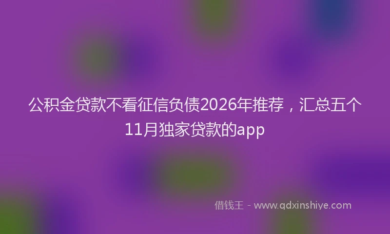 公积金贷款不看征信负债2026年推荐，汇总五个11月独家贷款的app