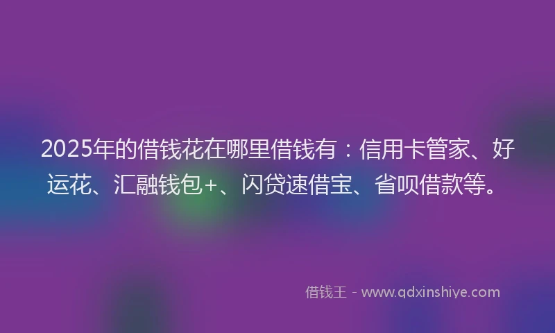 2025年的借钱花在哪里借钱有：信用卡管家、好运花、汇融钱包+、闪贷速借宝、省呗借款等。