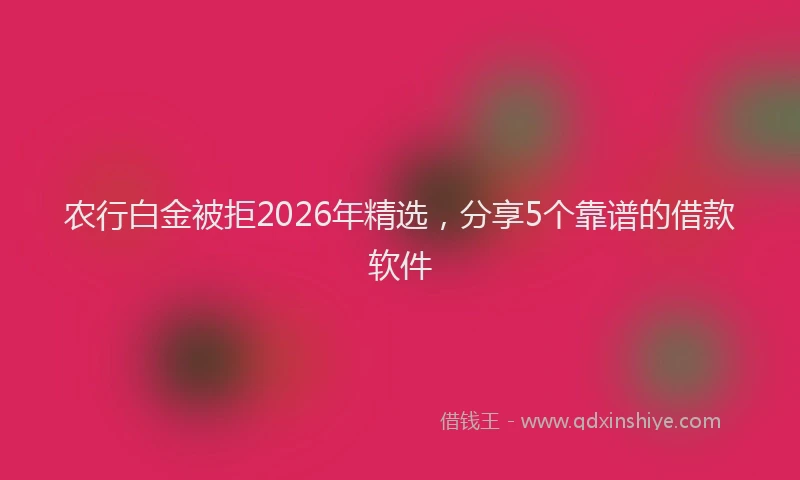 农行白金被拒2026年精选，分享5个靠谱的借款软件