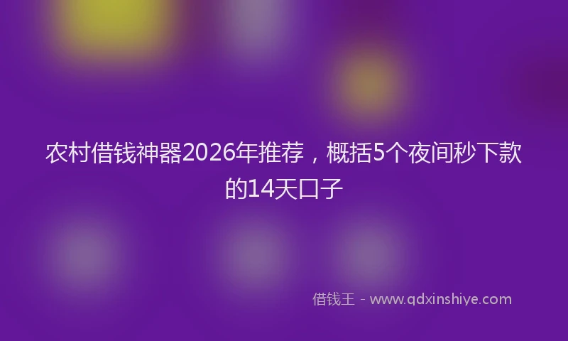 农村借钱神器2026年推荐，概括5个夜间秒下款的14天口子