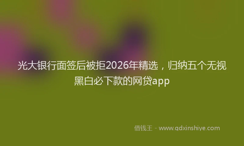 光大银行面签后被拒2026年精选，归纳五个无视黑白必下款的网贷app
