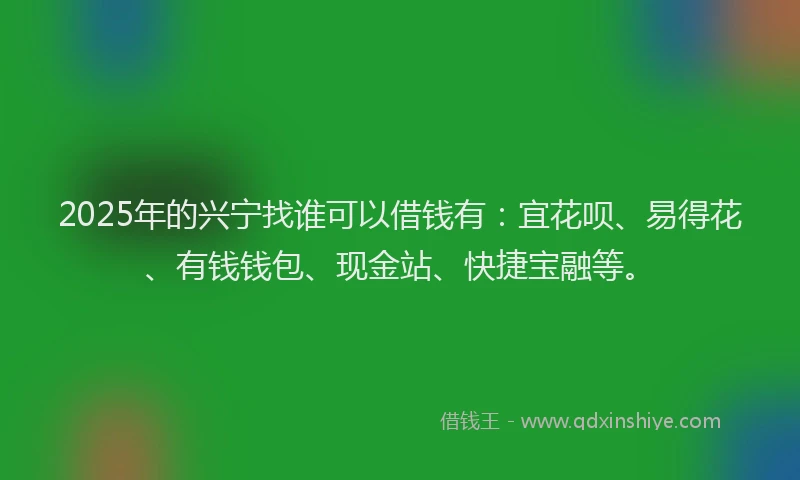 2025年的兴宁找谁可以借钱有：宜花呗、易得花、有钱钱包、现金站、快捷宝融等。