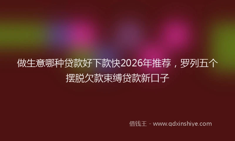 做生意哪种贷款好下款快2026年推荐，罗列五个摆脱欠款束缚贷款新口子