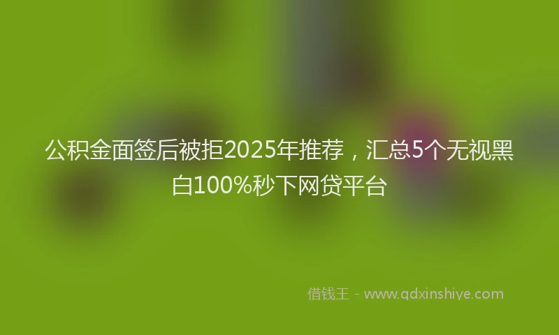 公积金面签后被拒2025年推荐，汇总5个无视黑白100%秒下网贷平台