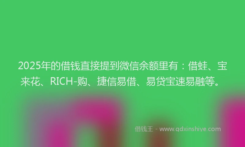 2025年的借钱直接提到微信余额里有：借蛙、宝来花、RICH-购、捷信易借、易贷宝速易融等。