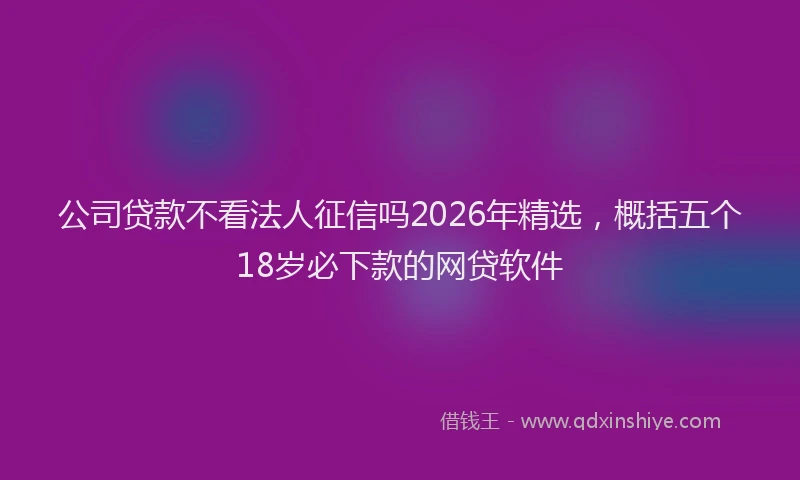 公司贷款不看法人征信吗2026年精选,概括五个18岁必下款的网贷软件