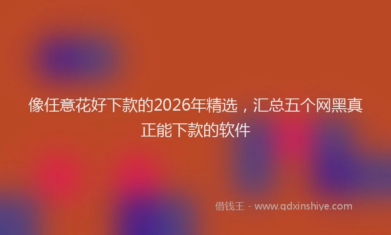 像任意花好下款的2026年精选，汇总五个网黑真正能下款的软件