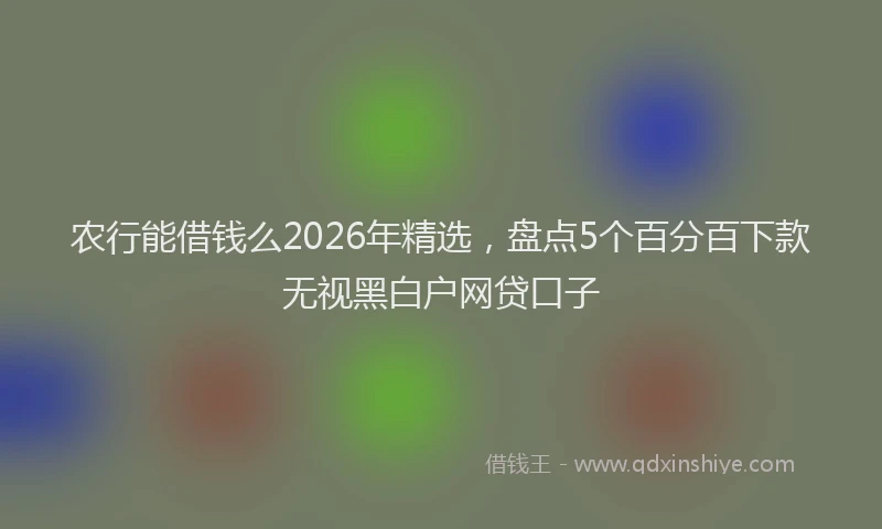 农行能借钱么2026年精选,盘点5个百分百下款无视黑白户网贷口子