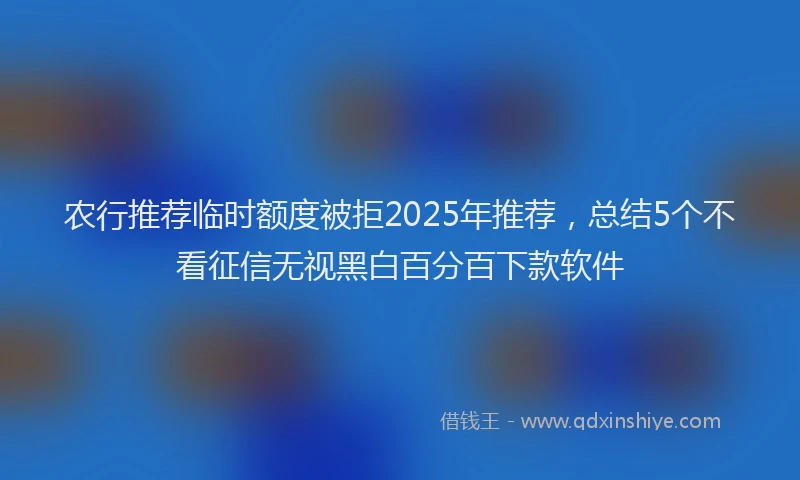 农行推荐临时额度被拒2025年推荐，总结5个不看征信无视黑白百分百下款软件