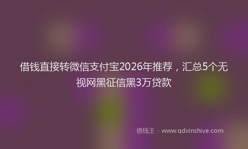 借钱直接转微信支付宝2026年推荐，汇总5个无视网黑征信黑3万贷款