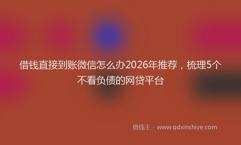 借钱直接到账微信怎么办2026年推荐，梳理5个不看负债的网贷平台