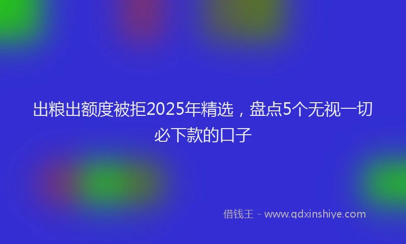 出粮出额度被拒2025年精选，盘点5个无视一切必下款的口子