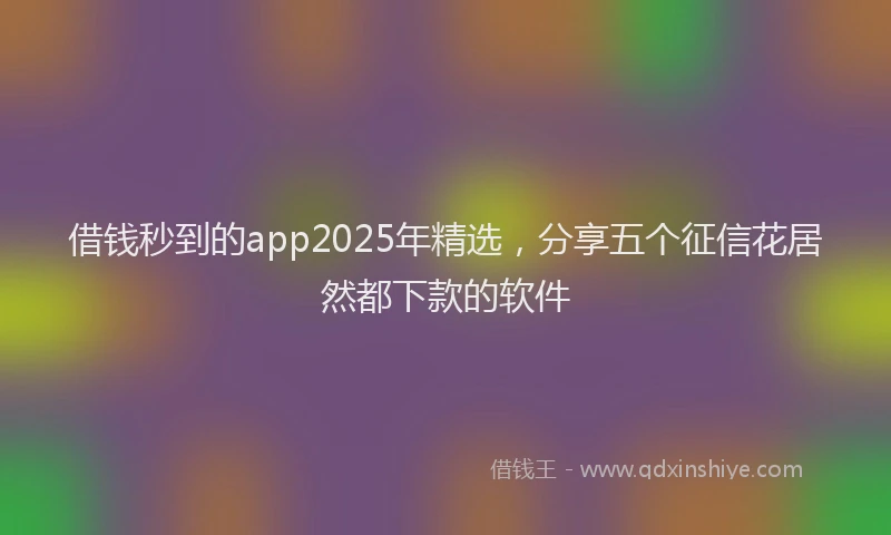 借钱秒到的app2025年精选，分享五个征信花居然都下款的软件