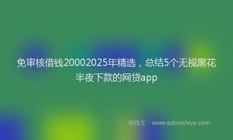 免审核借钱20002025年精选,总结5个无视黑花半夜下款的网贷app