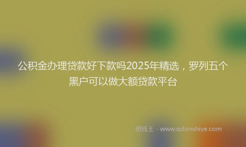 公积金办理贷款好下款吗2025年精选，罗列五个黑户可以做大额贷款平台
