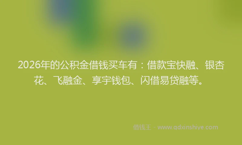 2026年的公积金借钱买车有：借款宝快融、银杏花、飞融金、享宇钱包、闪借易贷融等。