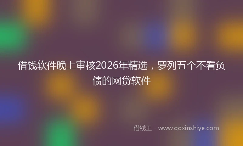 借钱软件晚上审核2026年精选，罗列五个不看负债的网贷软件