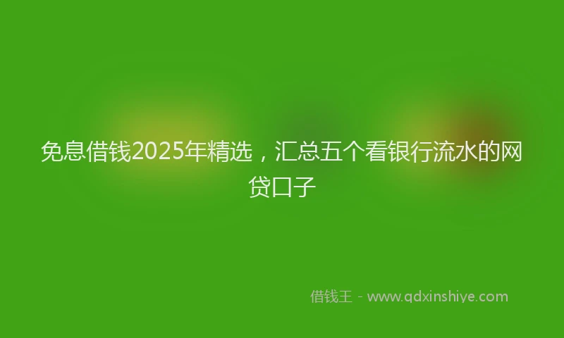 免息借钱2025年精选，汇总五个看银行流水的网贷口子
