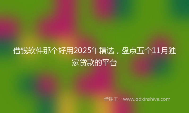 借钱软件那个好用2025年精选，盘点五个11月独家贷款的平台