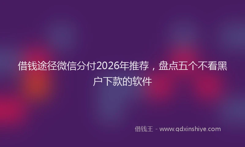 借钱途径微信分付2026年推荐，盘点五个不看黑户下款的软件