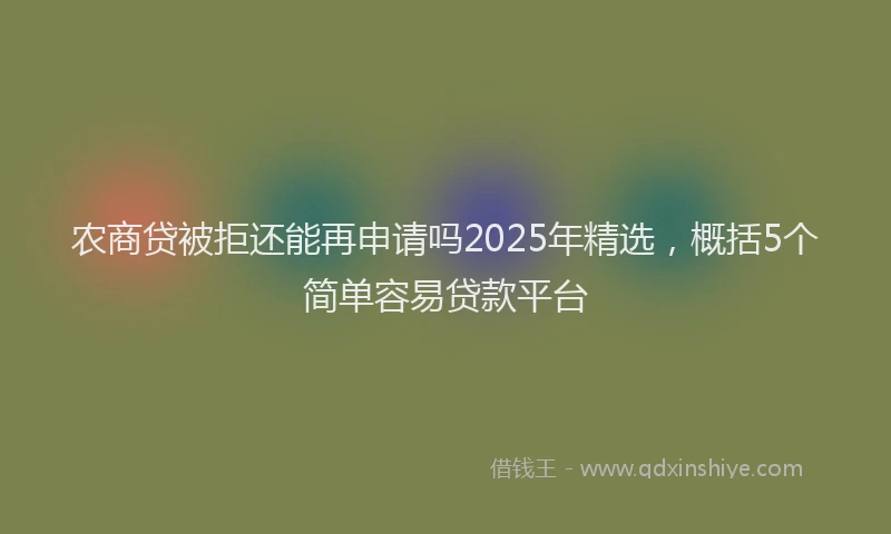 农商贷被拒还能再申请吗2025年精选，概括5个简单容易贷款平台