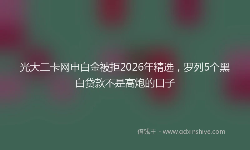 光大二卡网申白金被拒2026年精选，罗列5个黑白贷款不是高炮的口子