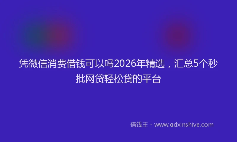 凭微信消费借钱可以吗2026年精选，汇总5个秒批网贷轻松贷的平台