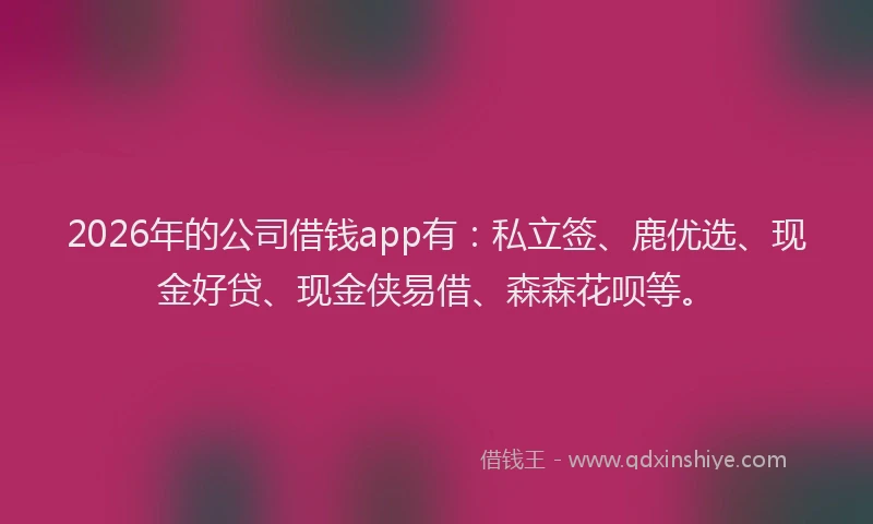 2026年的公司借钱app有：私立签、鹿优选、现金好贷、现金侠易借、森森花呗等。
