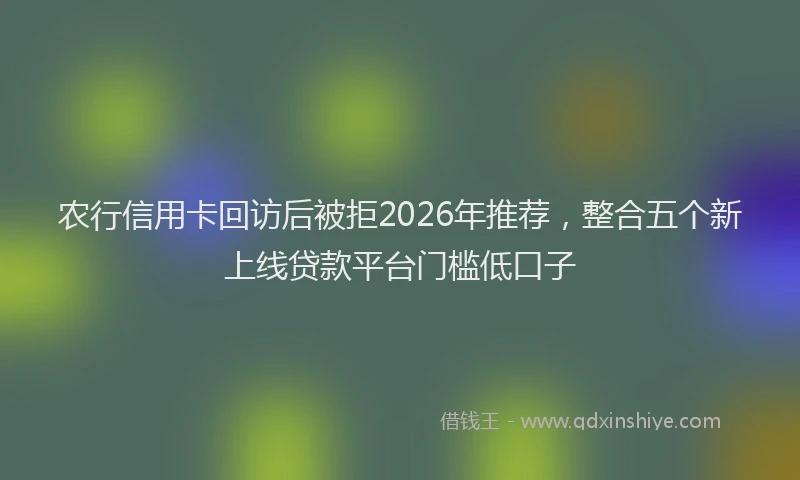 农行信用卡回访后被拒2026年推荐，整合五个新上线贷款平台门槛低口子