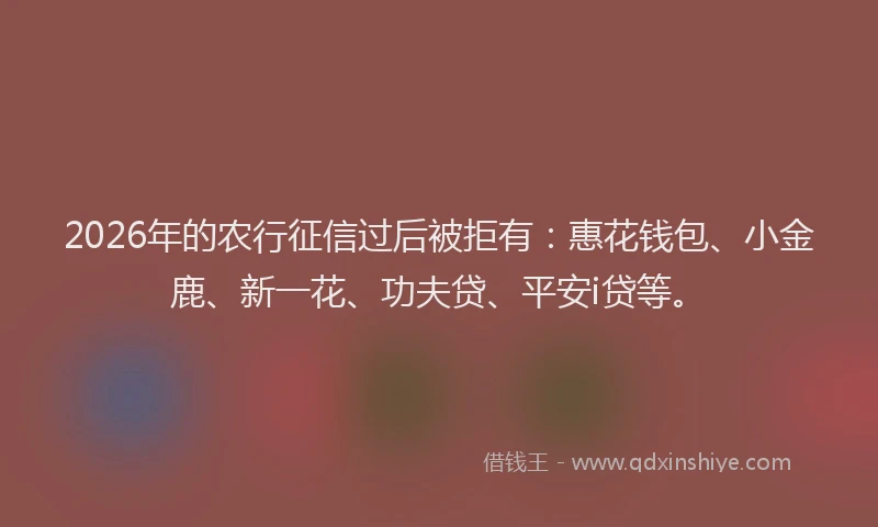 2026年的农行征信过后被拒有：惠花钱包、小金鹿、新一花、功夫贷、平安i贷等。