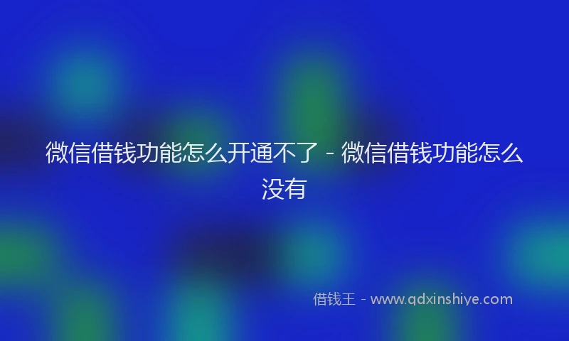 微信借钱功能怎么开通不了 - 微信借钱功能怎么没有