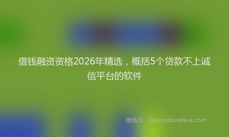 借钱融资资格2026年精选，概括5个贷款不上诚信平台的软件