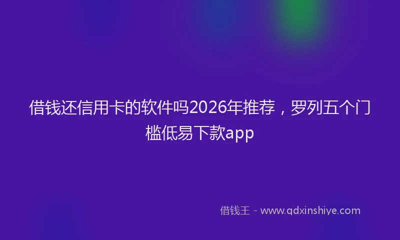 借钱还信用卡的软件吗2026年推荐，罗列五个门槛低易下款app