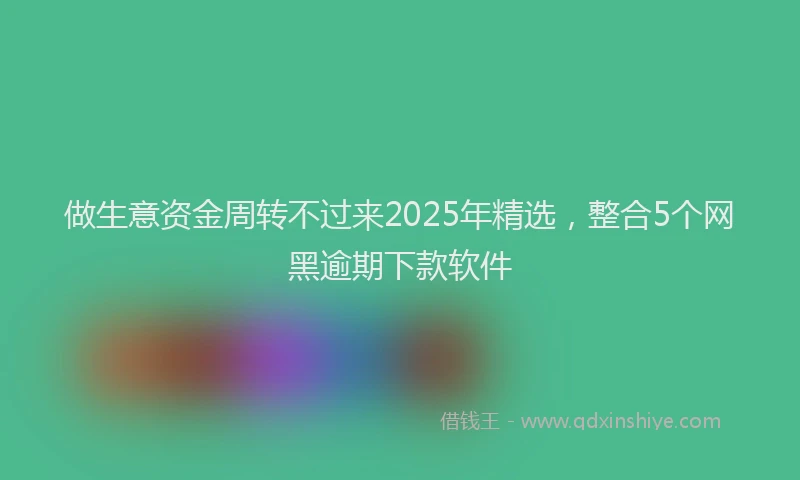 做生意资金周转不过来2025年精选，整合5个网黑逾期下款软件