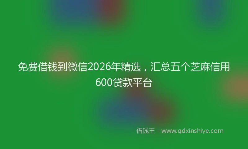 免费借钱到微信2026年精选，汇总五个芝麻信用600贷款平台