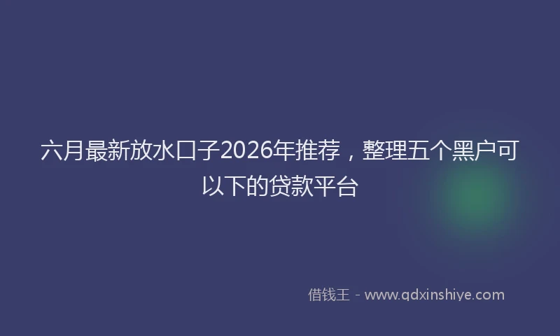 六月最新放水口子2026年推荐，整理五个黑户可以下的贷款平台