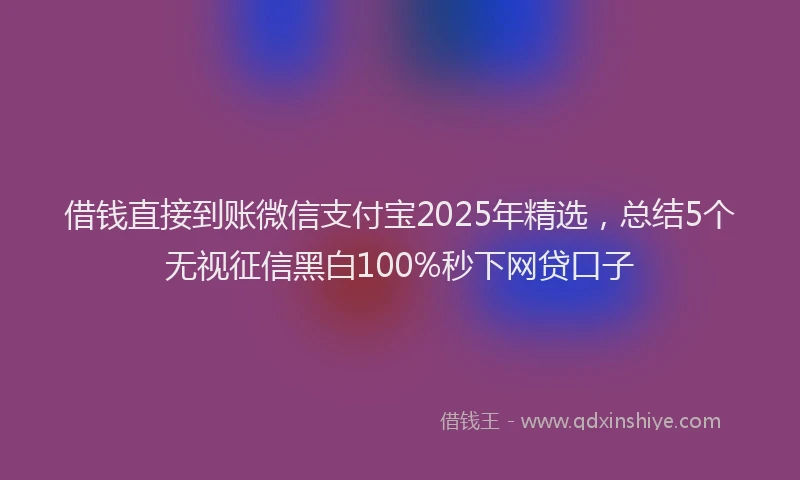 借钱直接到账微信支付宝2025年精选，总结5个无视征信黑白100%秒下网贷口子