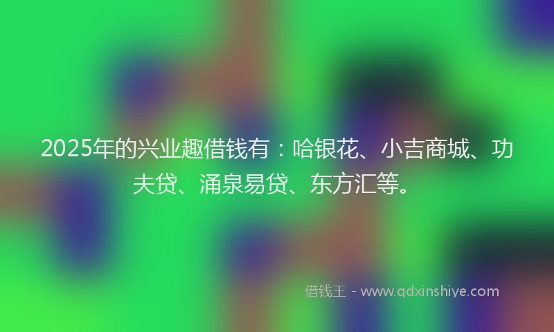 2025年的兴业趣借钱有：哈银花、小吉商城、功夫贷、涌泉易贷、东方汇等。