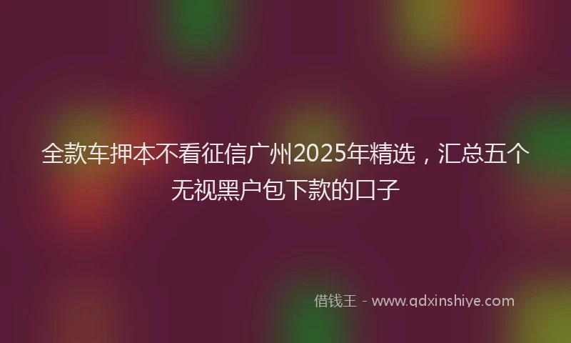 全款车押本不看征信广州2025年精选，汇总五个无视黑户包下款的口子