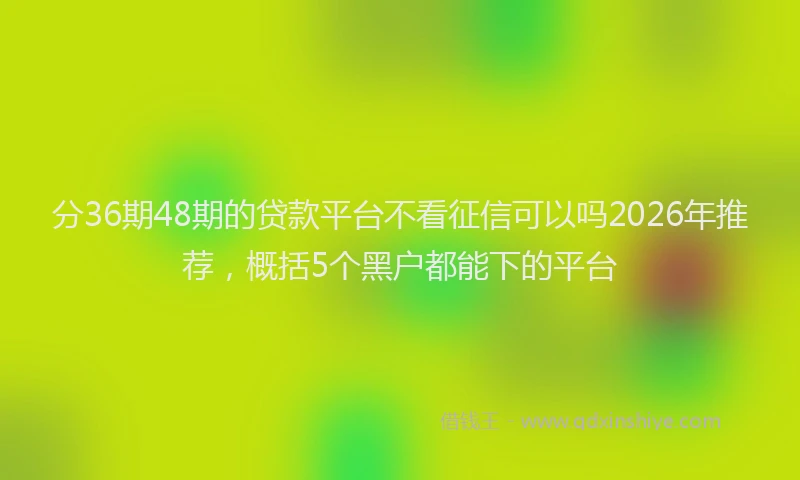 分36期48期的贷款平台不看征信可以吗2026年推荐，概括5个黑户都能下的平台