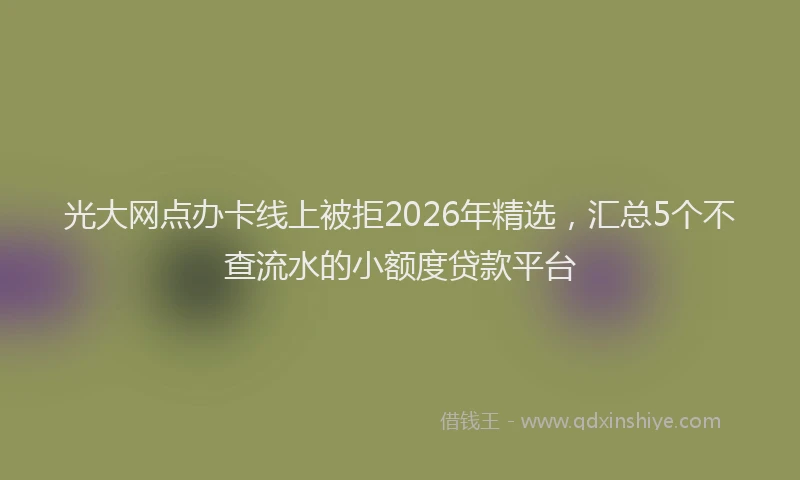 光大网点办卡线上被拒2026年精选,汇总5个不查流水的小额度贷款平台
