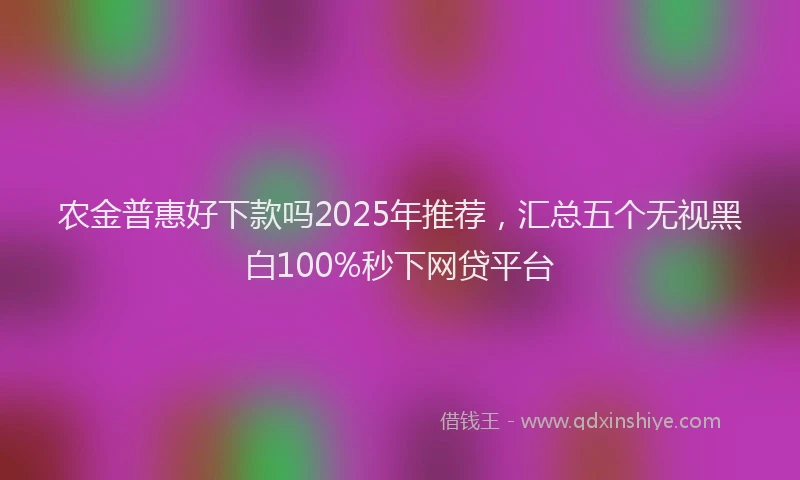农金普惠好下款吗2025年推荐，汇总五个无视黑白100%秒下网贷平台