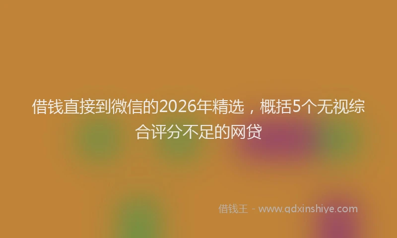 借钱直接到微信的2026年精选，概括5个无视综合评分不足的网贷